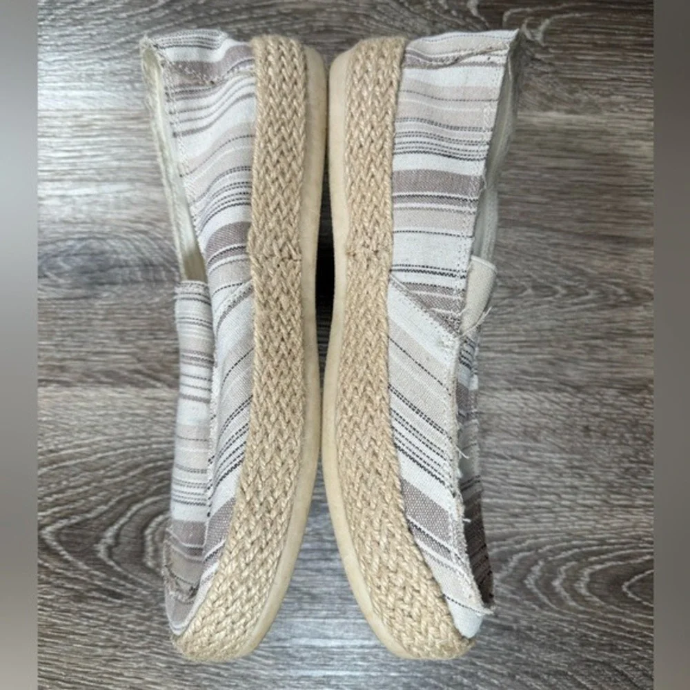 Esprit Loafer Women's 7.5 White Beige Brown Striped Shoes Espadille Noella Beach